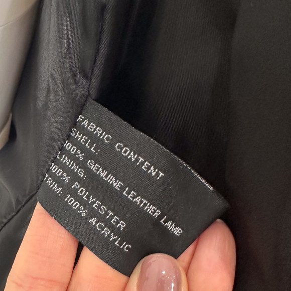 Genuine Lamb Leather Longline Coat Jacket w/ Remove-able Faux Fur Trim Hood - Picture 13 of 16